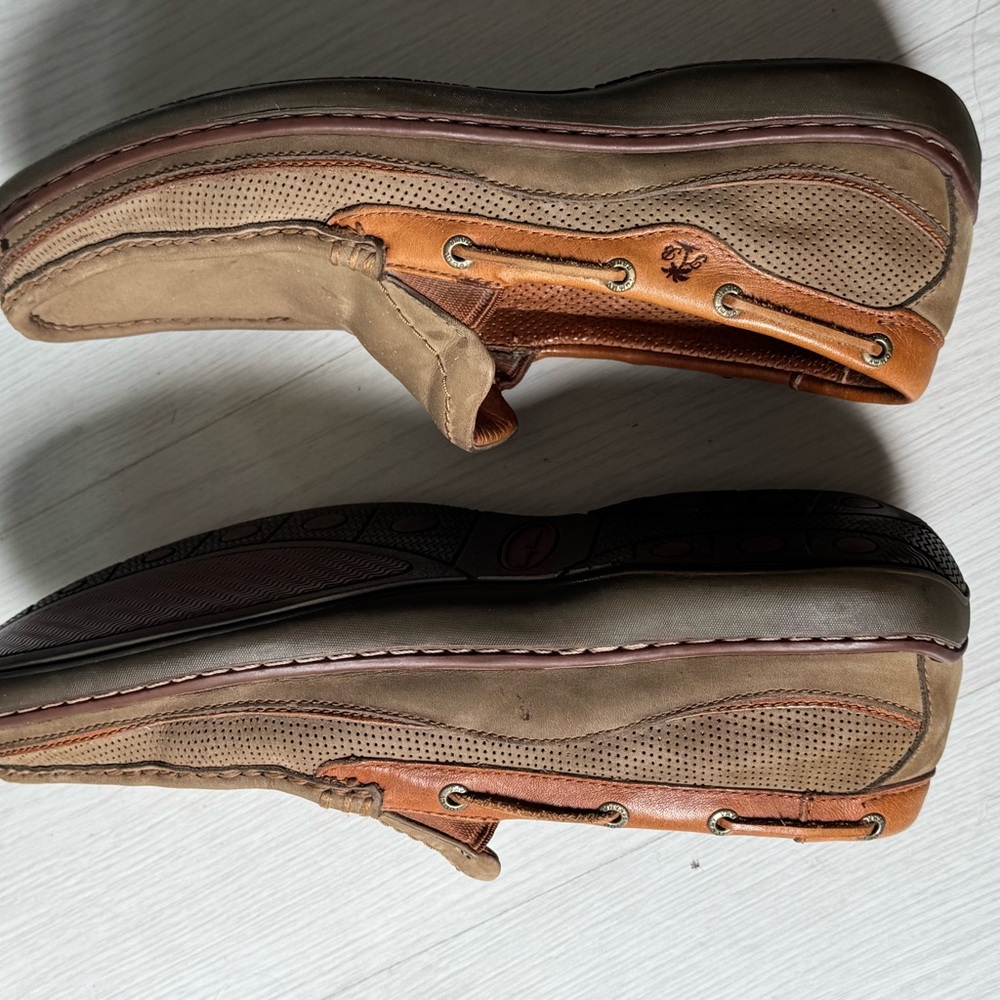 Tommy Bahama Slip On Loafers Shoes Suede Leather Tan Boat Deck Sz 12 - Picture 6 of 10